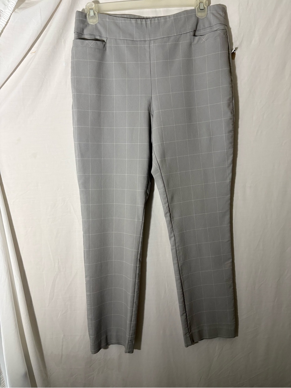 Kim Rogers Light Gray Windowpane Ankle Pants